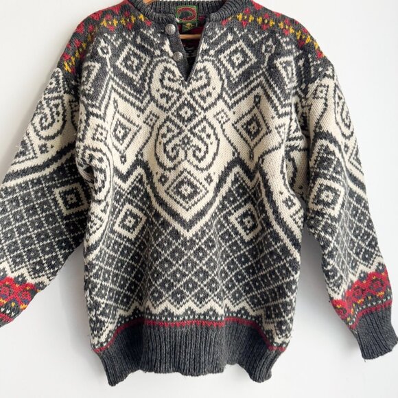 Vintage Boston Traders Nordic Style Wool Pullover Sweater M - Picture 2 of 9